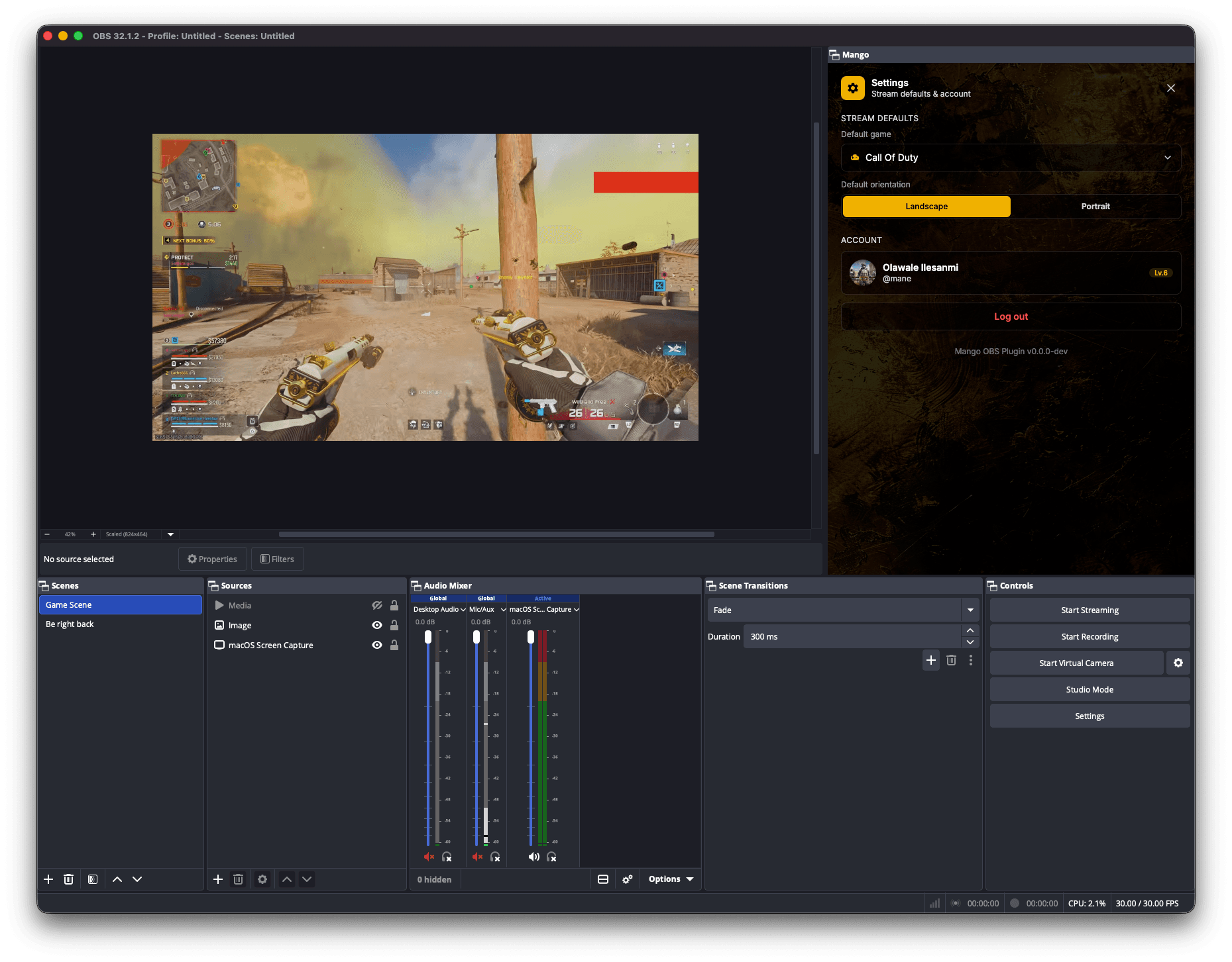 Mango OBS Plugin: macos screenshot 3